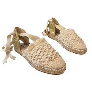 Free People Vida Espadrille Wrap Sandal Platform Shoe Ivory Sz 38 US 8 NEW